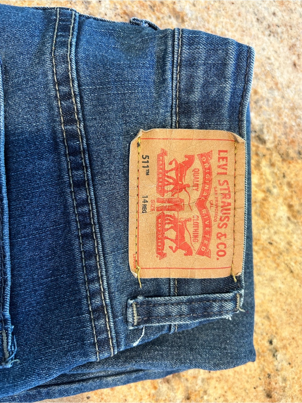 Levi's 511 Boys Size 14 27”x27” long Zipper Fly 4” ankle 7” wide Stretch Waist